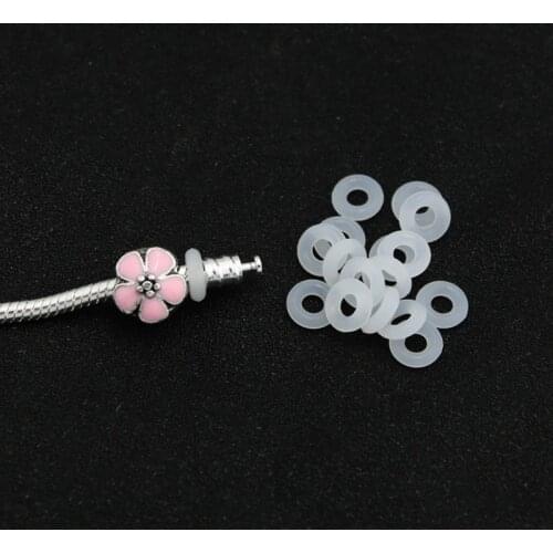 Translucent Elastic Ring Silica Gel Clips Charms Fit Original Pandora Bracelet for Women Rubber Safety Stopper Beads DIY Jewelry