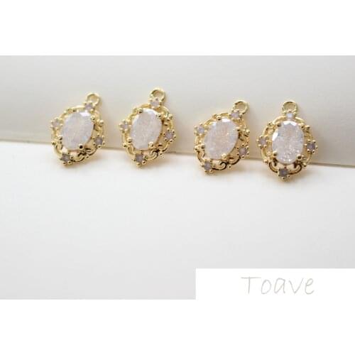 Retro French crystal white pendant copper plated 18K real gold DIY earrings bracelet material accessories