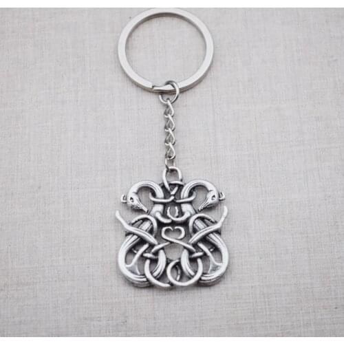 Retro Mythology Dragon Snake DIY keychain Men Jewelry Car Key Chain Souvenir For Gift