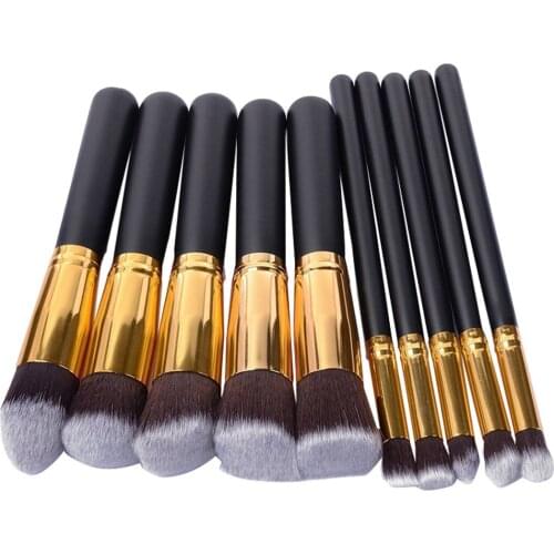 Shellhard 10 Pcs Professional Makeup Brush Set Tools Powder Foundation Eyeshadow Concealer Eyeliner Blush Wooden Make Up Brushes