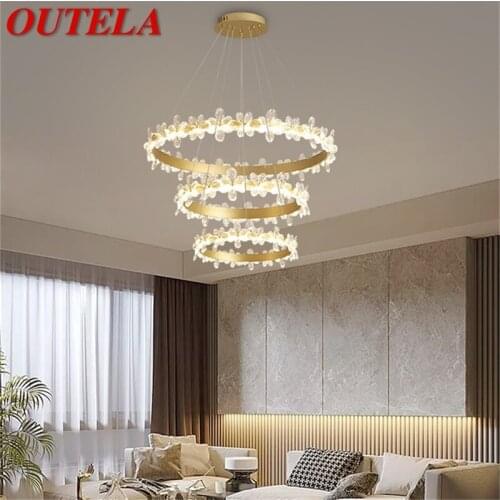 OUTELA Nordic Pendant Lights Gold Contemporary Luxury Crystal LED Lamp Fixture For Home Decoration