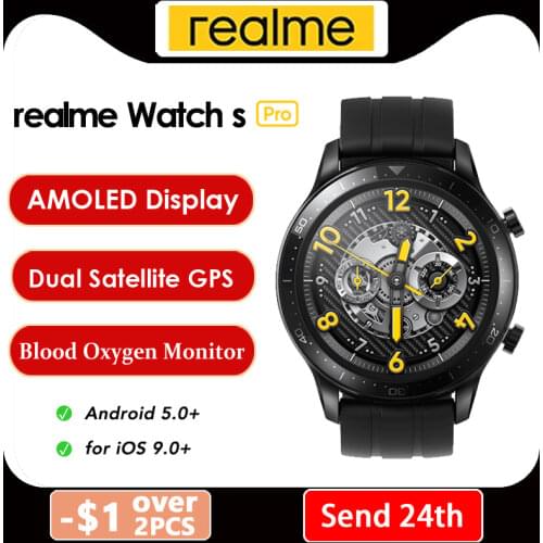 Realme Watch S pro Smart Watch 1.39”Always-On Display Powerful Dual Processor Dual Satellite GPS Global Version For Android iOS