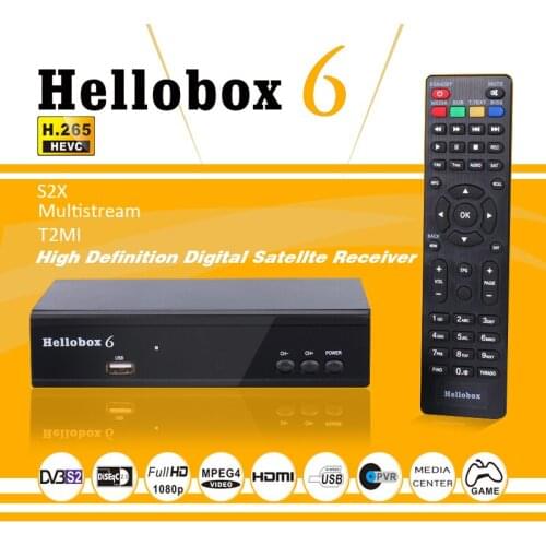 Hellobox6 Satellite Receiver 1080P Support MultiStream/T2MI TV BOX Decoder Free WEB TV DVB S2 Tuner H.265 HEVC Receptor