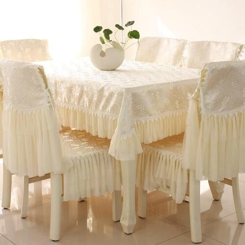 High-quality Pastoral Table Cloth with Lace Cotton European style Rectangular Dinning Tablecloths Chair Covers