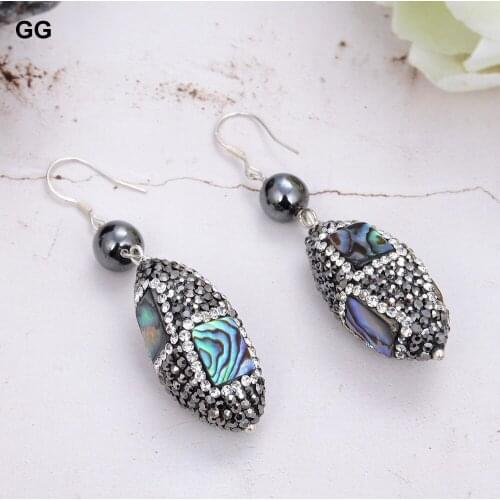 GuaiGuai Jewelry 17x33MM Natural Abalone Shell Hematite Earrings For Women