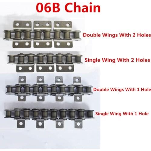 1PCS1.5M Length 160 Links 06B Double Single Wings 1,2 Holes Short Pitch Conveyor Chain With K1,K2 Attachment