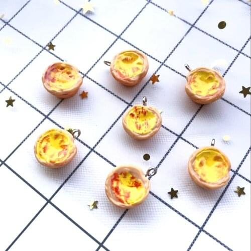 10pcs 8*16mm Flat back resin Egg tart charms Jewelry necklace earring pendant keychain charms for DIY decoration gift