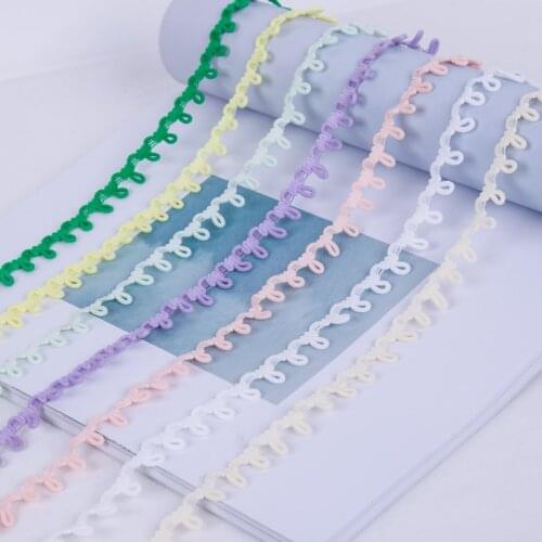 20Yards Black White Color Button Loops Elastic Lace Ribbon DIY Multicolor Handmade Lace Trimming for Clothes Sewing