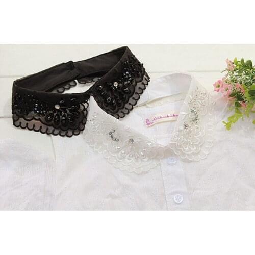 2015 trendy fashion collar necklace female supplies wholesale Year holiday new pearl lace embroidery flowers bust shirt collar