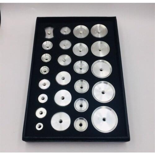 25PCS Aluminum Watch Caseback Press Dies Watch back case Closer Tool Fitting Dies Assortment 10mm to 44mm For Crystal Presser