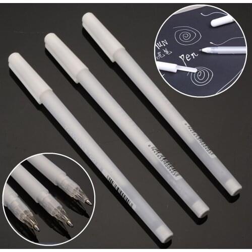 3pcs White Ink Color Gel Pen Set 0.8mm Tip Sketch Markers Pens for Artists Black Paper Drawing Design Office Supplies