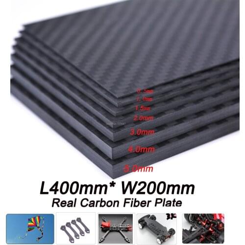 400mm X 200mm Real Carbon Fiber Plate Panel Sheets 0.5mm 1mm 1.5mm 2mm 3mm 4mm 5mm thickness Composite Hardness Material