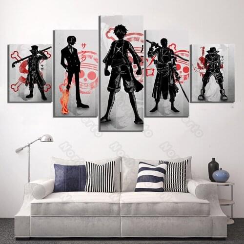 5Pcs Hd Printed Canvas Painting Wall Poster Japanese Animation Characters for Living Room Bedroom Home and Kitchen Wall Decorat