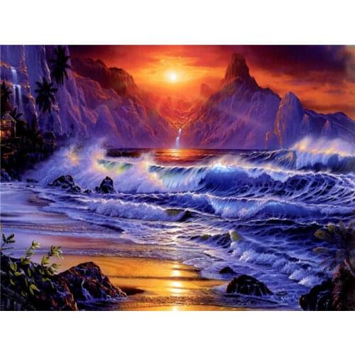 5D Diamond Painting Sunrise at sea Handmade Needlework DIY Diamond Embroidery landscape Mosaic Rhinestone Picture