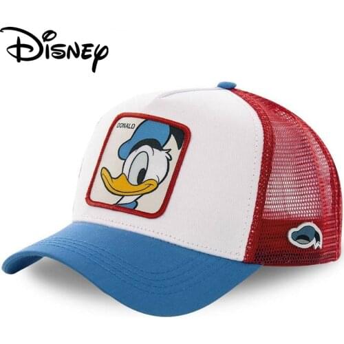 Disney White Red Donald Net Hat Summer Baseball Cap Women Men Mesh Snapback Cartoon