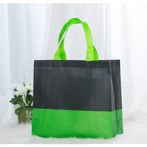 Large Folding Tote Grocery Bag Convenient Storage Handbag 1PC Simple Stitching Color Non-woven Film Coated Shopping Bag