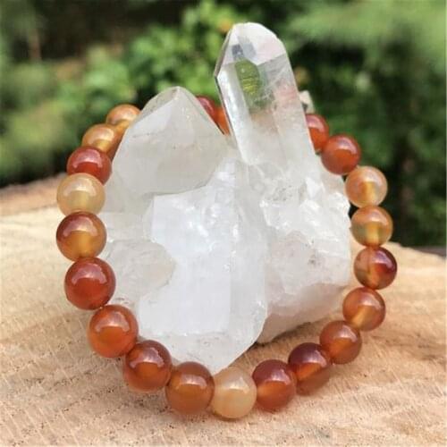 8mm Natural Carnelian Handmade Mala Bracelet Ruyi Buddhism Bless Stretchy Lucky Yoga Wrist Healing Chakas