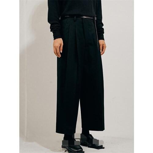 Mens new fashion trend casual wide-leg pants culottes ultra loose urban style youth large size simple pants