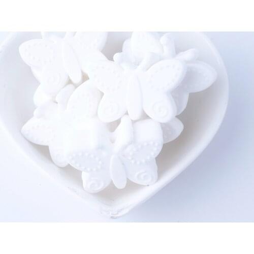 Bite Bites Silicone Butterfly 5pc Small Beads For Teething Holes DIY Beads 3cm Butterfly BPA Free Silicone Beads Baby Teether