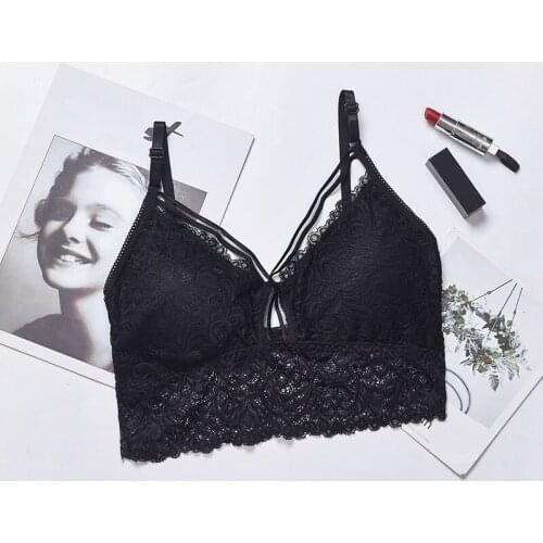 Womens Padded Bras Lingerie Sleeveless Underwear Lace Flower Bra Vest Bustier Tank Tops Bralette Bra