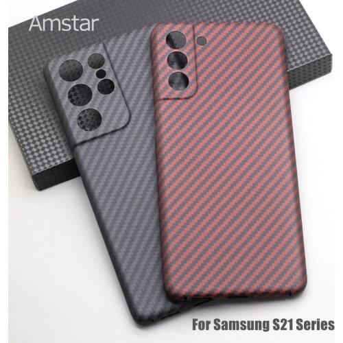 Amstar Real Carbon Fiber Camera Protection Phone Case for Samsung S21 Plus S21 Ultra Note 20 Ultra Pure Carbon Fiber Case Cover