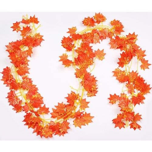 Window Autumn Leaves Garland Maple Leaf Vine Fake Foliage Decoration 2.4m 1ft Home Garden New Arrivals