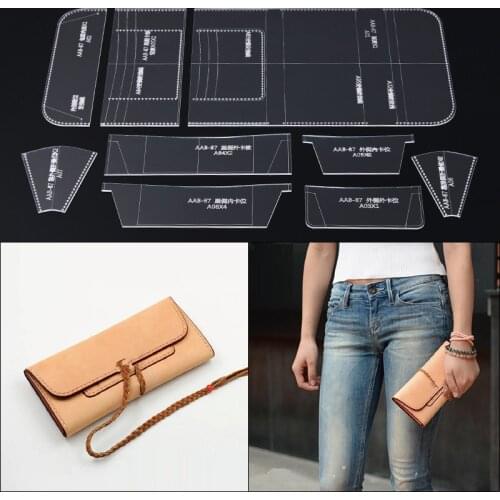 DIY leather craft women man long wallet Acrylic die cutting template sewing pattern 1 set 19*10*2