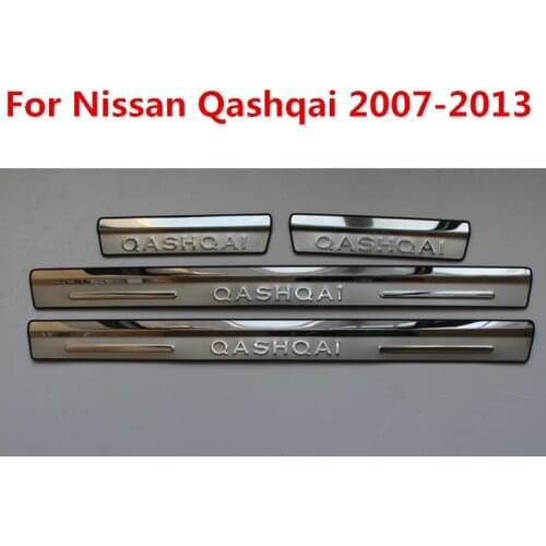 For Nissan QASHQAI 2007-2013 4pcs High-quality stainless steel External door sill Internal Scuff Plate Car accessories