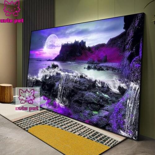 Fantasy landscape 5D cross stitches Night seascape Sea reef Waves diamond painting DIY Gift Embroidery Home Decor Diamond Mosaic