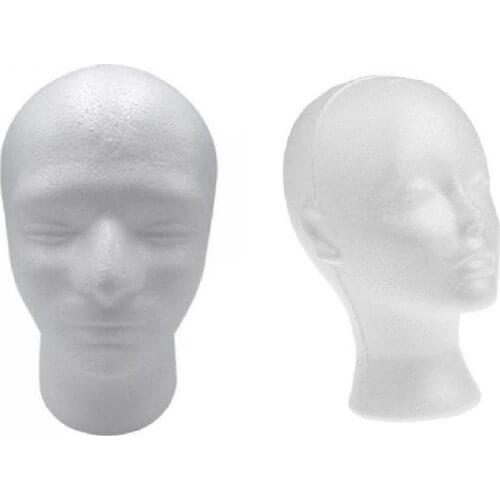 2Pcs Styrofoam Mannequin Head White Foam Wig Head Holder for Style Model