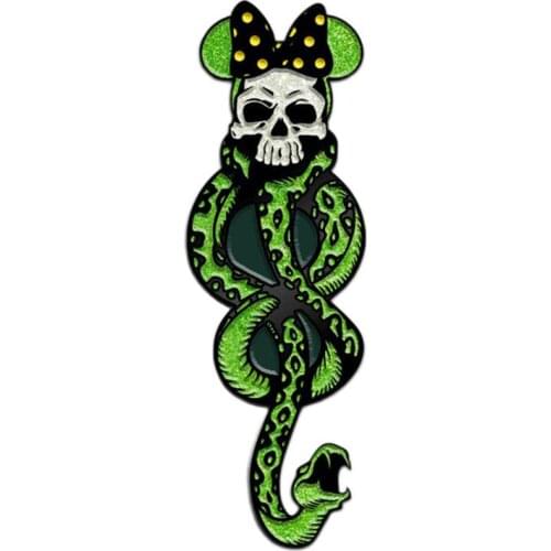 HOSENG Black Green Color Dark Mark Magic Badge Punk Snake Skull Halloween Neo-Gothic Backpack Lapel Enamel Jewelry Pin HS_612