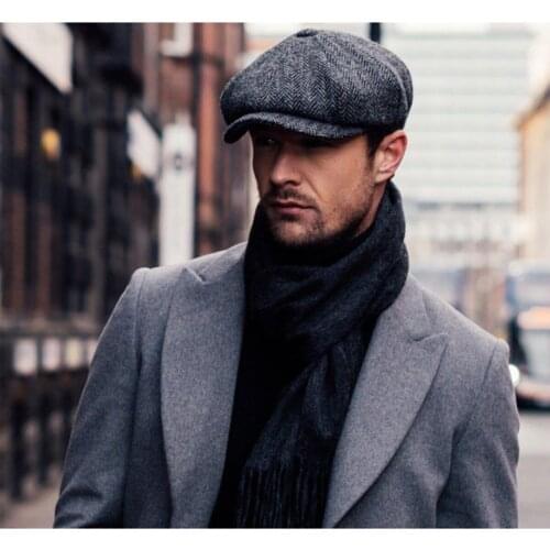 Male Gray Cap Hats Winter Style