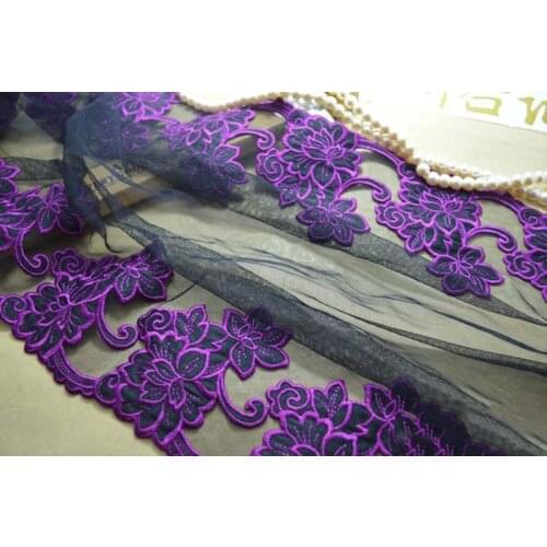 3Meters Embroidered Lace Trim Purple Bilateral Mesh Tulle Bra Applique For DIY Clothing Accessory Sewing Material Garter Fabric