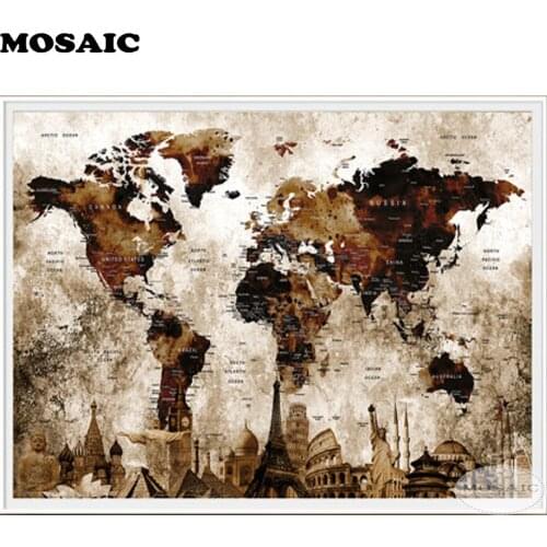 MOSAIC 5D DIY,Diamond Embroidery,diamond,wolrd map Full Rhinestone Custom Diamond Painting Cross Stitch Home Decor B123