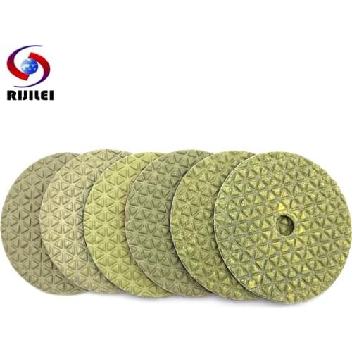 RIJILEI 6Pcs/Set 100mm Dry Polishing Pad 4Inch Diamond Polishing Pads Marble Grinding Disc Use for Floor Granite Free Shipping