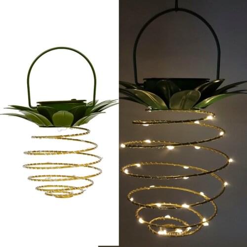 Outdoor Hanging Solar Lantern,Metal Lantern Waterproof Solar Pineapple Iron Art LED Lights Garden Decorative Hanging Lights