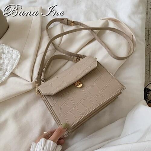 Solid Color Stone Pattern Crossbody Bags for Women 2021 Handbag Small Square Bag PU Leather Ladies Designer Evening Bags