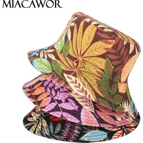 New Summer Panama Bucket Hats Reversible Women Basin Cap Print Sun Hats Visor Men Outdoor Travel Fisherman Hat M27