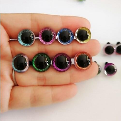 13mm-28mm clear round shape glitter toy safety eyes & glitter fabric & hard washer--color&size option-20pcs