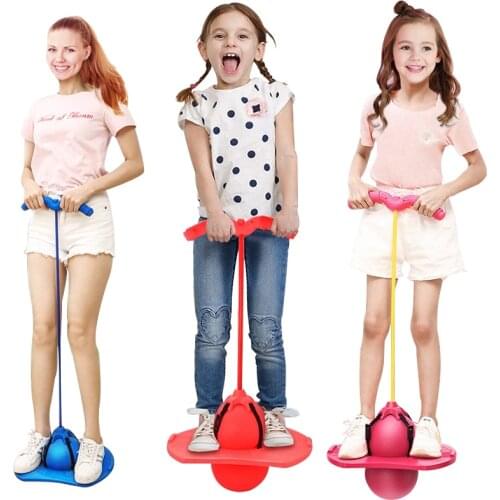 Bouncing Ball With Handle And Pump Balance Platform Bouncy Jump Pogo Ball For Kids Playground Sports Workout Competition Toy