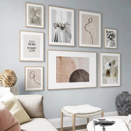 Modern Minimalist Abstract Figure Picture Home Wall Art Decor Print and Poster Flower Canvas Art Painting for Living Room Design