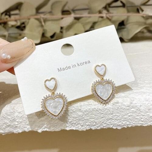 Light Luxury Zircon Love Ear Studs Female High-End Fashion Earrings Japanese And Korean Temperament Dongdaemun Ear Jewelry