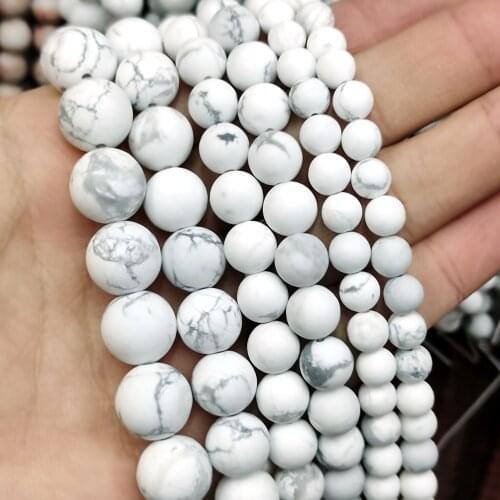 Dull Polish Matte Natural White Howlite Turquoises Stone Spacer Beads For Jewelry Making DIY Bracelet Necklace 4 6 8 10 12mm