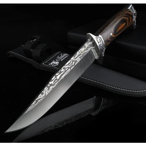 Outdoor Straight Knife Self-defense Knife Wild Hunting Knife Camping Multifunction Knife Fixed Blade Knife