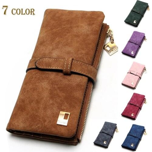 2020 Vintage Matte Women Wallets Fashion Long Leather Top Quality Card Holder Classic Female Purse Zipper Brand Wallet For Women