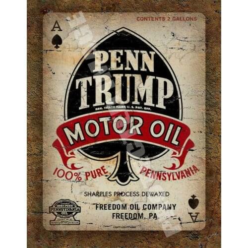 Peen Trump MOTOR OIL VINTAGE GARAGE MAN CAVE DECOR WORKSHOP METAL TIN SIGN
