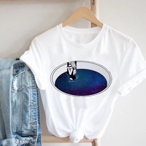 Women Space Funny Ladies Kawaii 2021 Printing Spring Summer 90s Fashion Clothes Print Tshirt Female Tee Top Graphic T-shirt