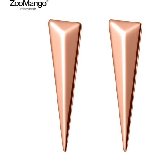 ZooMango Punk 316L Stainless Steel Geometric Triangle Stud Earrings Bohemia Style Party Earrings Jewelry For Women Girls ZE20082