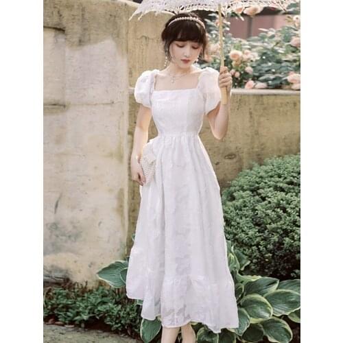 Make spot jacquard French fairy skirt very white