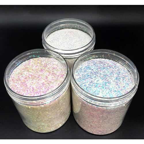 1 Bottle Holographic Nail Glitter Powder 3 Sizes 0.2/0.4mm/1mm Iridescent Powder Sequins Dust Nail Art Decoration Glitter Tr#51